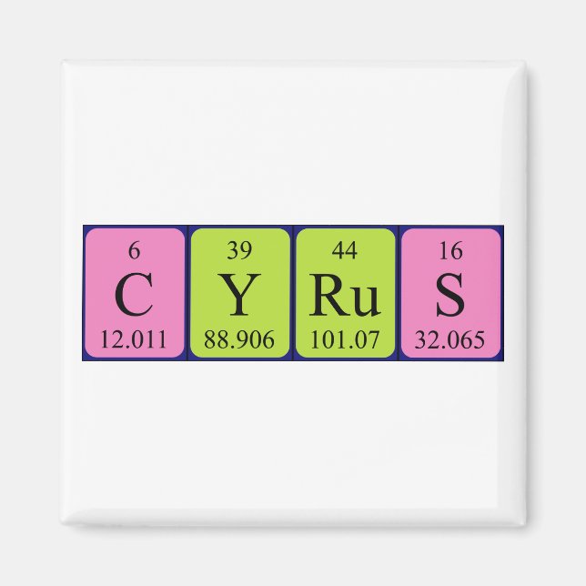 Cyrus periodiskt återkommande magnet bord namn (Framsidan)