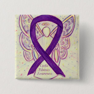 Cystic Fibrosis Awareness Angel Ribbon Art Pin Knapp
