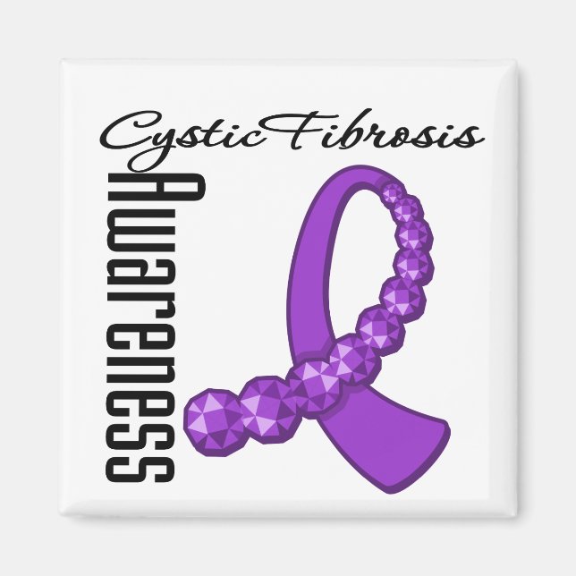 Cystic Fibrosis Awareness Gemstone Ribbon Magnet (Framsidan)