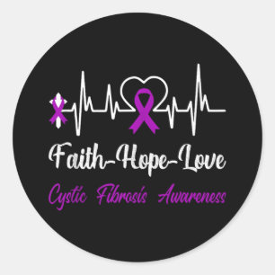 Cystic Fibrosis Awareness Heartslag Christian Cros Runt Klistermärke