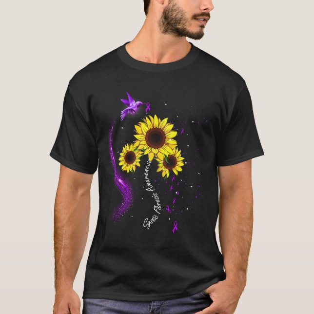 Cystic Fibrosis Awareness Hummingbird T Shirt (Framsida)