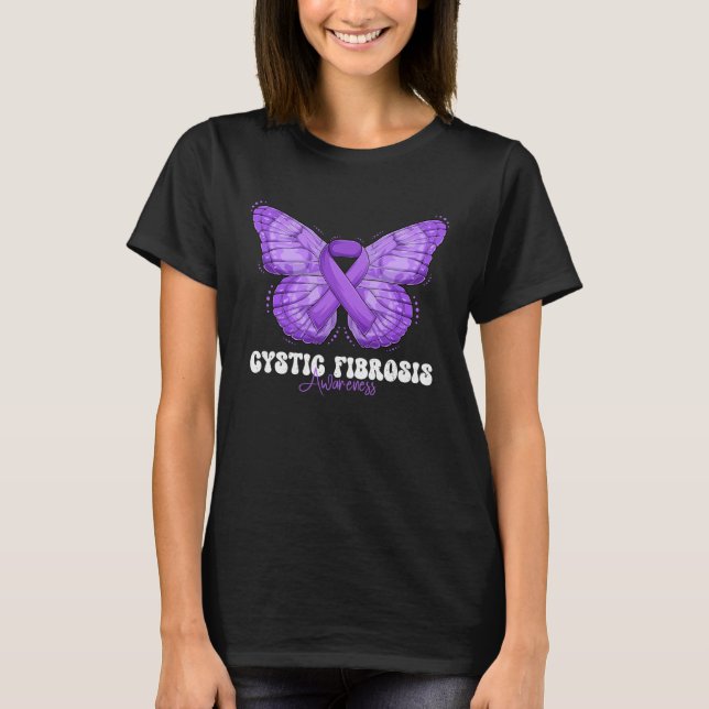 Cystic Fibrosis Awareness Month Purple Ribbon Butt T Shirt (Framsida)
