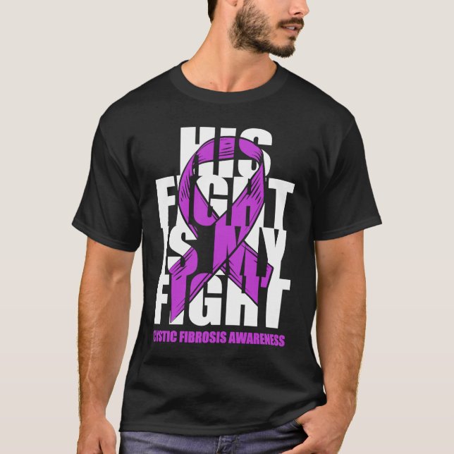Cystic Fibrosis Awareness Month Purple Ribbon His  T Shirt (Framsida)