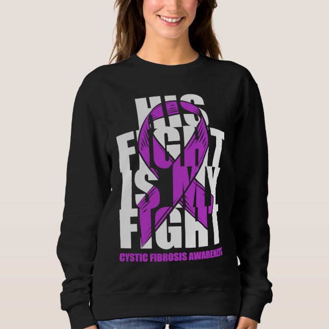 Cystic Fibrosis Awareness Month Purple Ribbon His  T Shirt (Framsida)