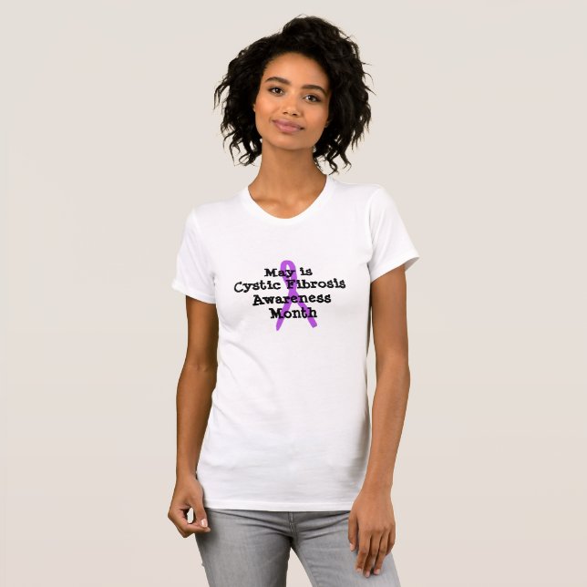Cystic Fibrosis Lila Awareness Ribbon Shirt T Shirt (Hel framsida)