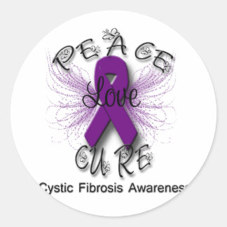 Cystic Fibrosis Peace Kärlek Cure Butterfly 2 Runt Klistermärke
