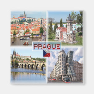 CZ Prag - Castle Old Town Hall - Charles Bridge Magnet