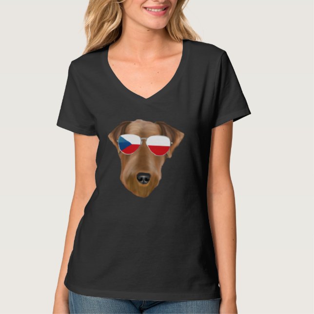 Czech Flag Airedale Terrier Dog Czech Republic Poc T Shirt (Framsida)