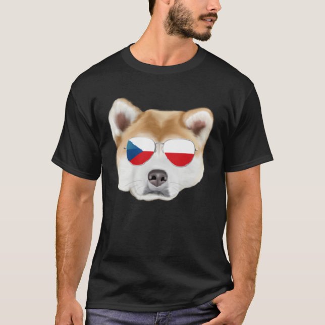 Czech Flag Akita Dog Czech Republic Pocket T Shirt (Framsida)