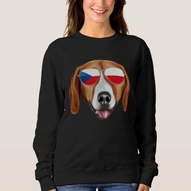 Czech Flag American Foxhound Dog Czech Republic Po T Shirt (Framsida)