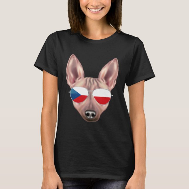 Czech Flag American Hairless Terrier Czech Republi T Shirt (Framsida)