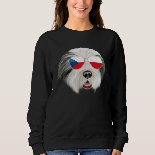 Czech Flag Bearded Collie Dog Czech Republic Pocke T Shirt (Framsida)
