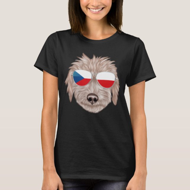 Czech Flag Bedlington Terrier Dog Czech Republic P T Shirt (Framsida)