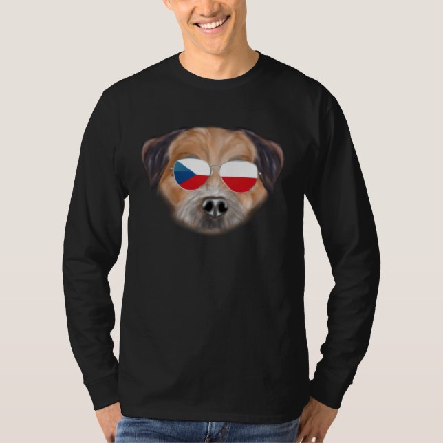 Czech Flag Border Terrier Dog Czech Republic Pocke T Shirt (Framsida)