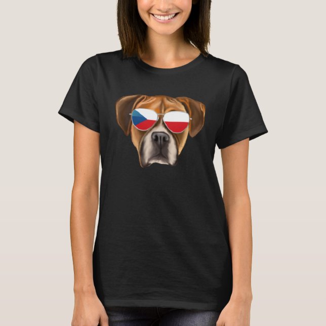 Czech Flag Boxer Dog Czech Republic Pocket T Shirt (Framsida)