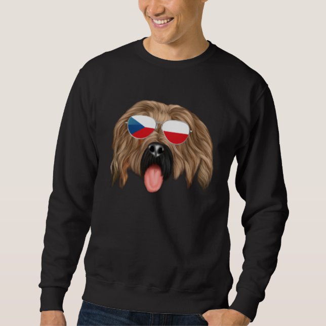 Czech Flag Briard Dog Czech Republic Pocket Lång Ärmad Tröja (Framsida)