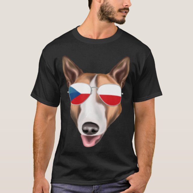Czech Flag Bull Terrier Dog Czech Republic Pocket T Shirt (Framsida)