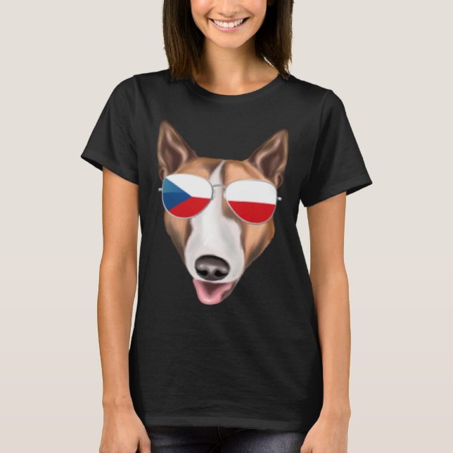 Czech Flag Bull Terrier Dog Czech Republic Pocket T Shirt (Framsida)