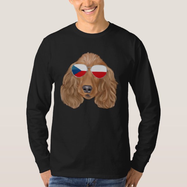 Czech Flag Cocker Spaniel Dog Czech Republic Pocke T Shirt (Framsida)