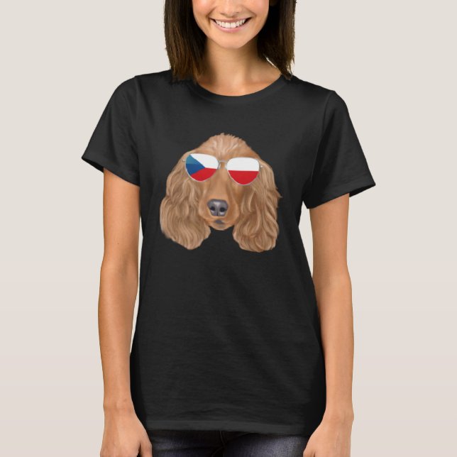 Czech Flag Cocker Spaniel Dog Czech Republic Pocke T Shirt (Framsida)