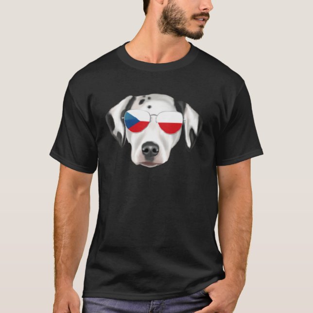 Czech Flag Dalmatian Dog Czech Republic Pocket T Shirt (Framsida)