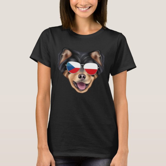 Czech Flag Finnish Lapphund Dog Czech Republic Poc T Shirt (Framsida)