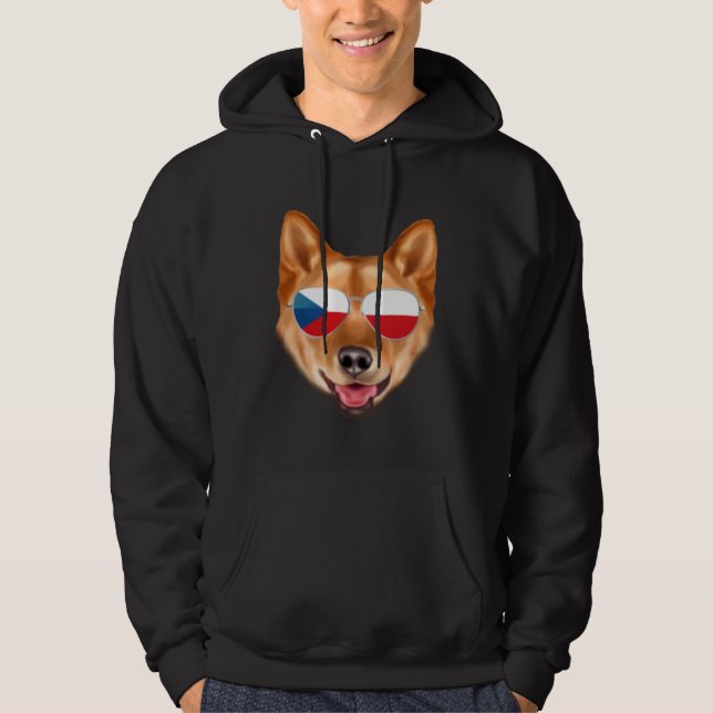 Czech Flag Finnish Spitz Dog Czech Republic Pocket Hoodie (Framsida)