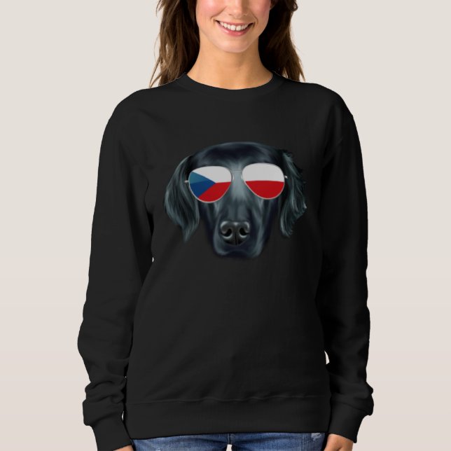 Czech Flag Flat Coated Retriever Dog Czech Republi T Shirt (Framsida)