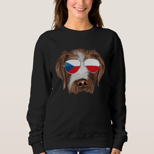 Czech Flag German Wirehaired Pointer Czech Republi T Shirt (Framsida)