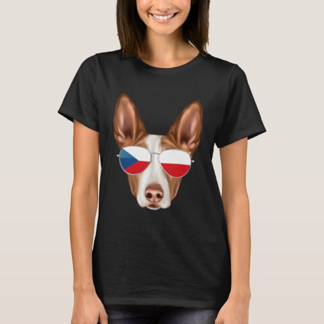 Czech Flag Ibizan Hound Dog Czech Republic Pocket T Shirt (Framsida)