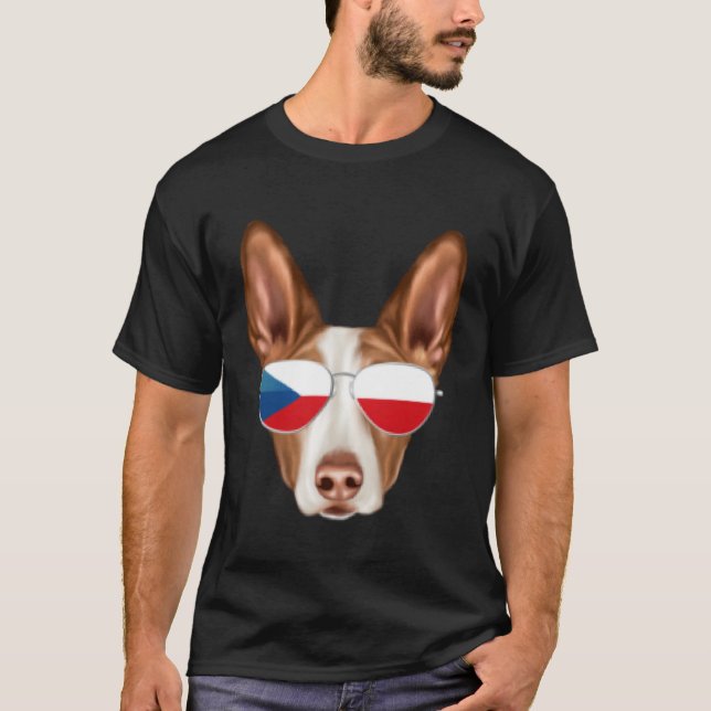 Czech Flag Ibizan Hound Dog Czech Republic Pocket T Shirt (Framsida)