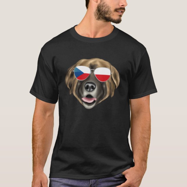 Czech Flag Leonberger Dog Czech Republic Pocket T Shirt (Framsida)