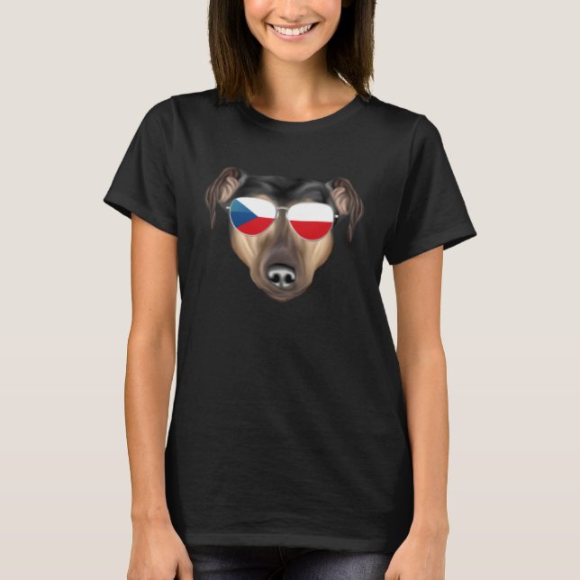 Czech Flag Manchester Terrier Dog Czech Republic P T Shirt (Framsida)