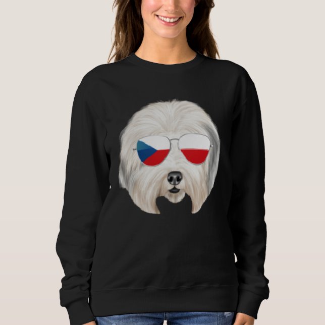 Czech Flag Old English Sheepdog Dog Czech Republic T Shirt (Framsida)