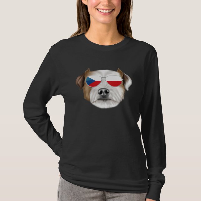 Czech Flag Parson Russell Terrier Dog Czech Republ T Shirt (Framsida)