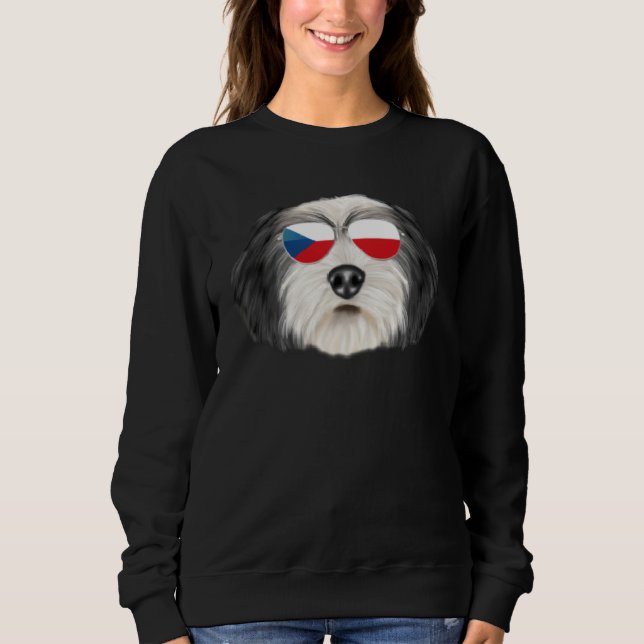 Czech Flag Polish Lowland Sheepdog Dog Czech Repub T Shirt (Framsida)