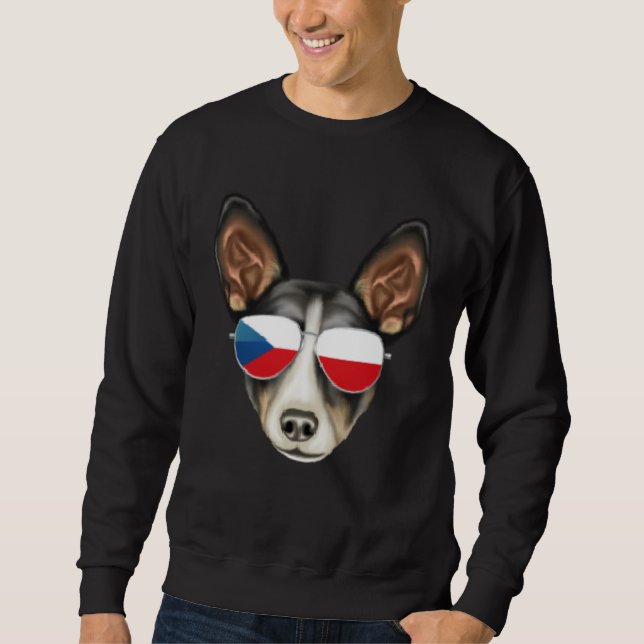 Czech Flag Rat Terrier Dog Czech Republic Pocket Lång Ärmad Tröja (Framsida)