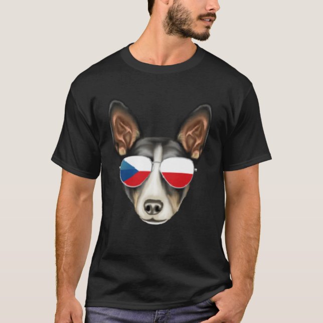 Czech Flag Rat Terrier Dog Czech Republic Pocket T Shirt (Framsida)
