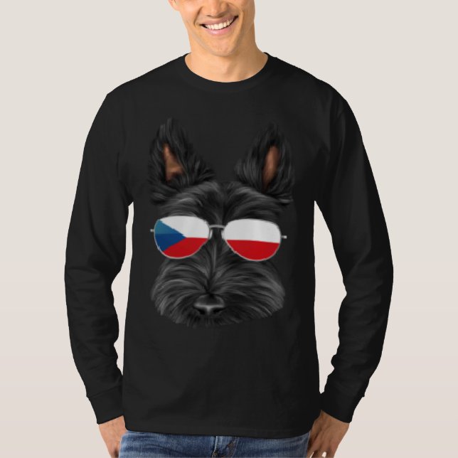 Czech Flag Scottish Terrier Dog Czech Republic Poc T Shirt (Framsida)