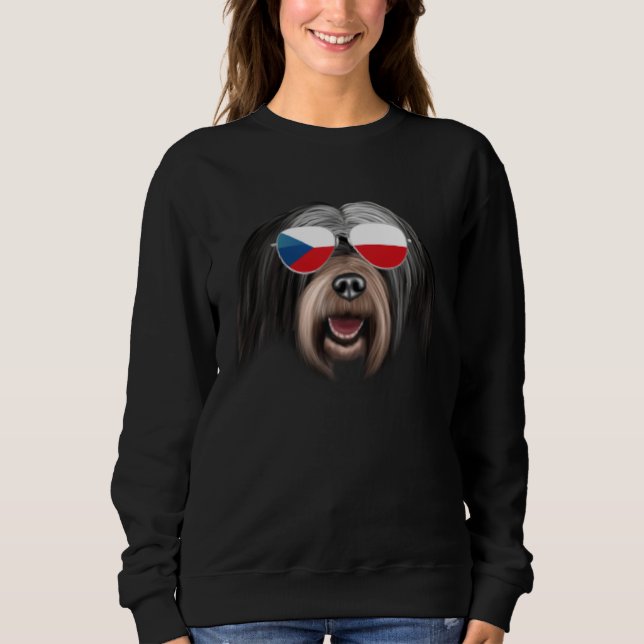 Czech Flag Tibetan Terrier Dog Czech Republic Pock T Shirt (Framsida)