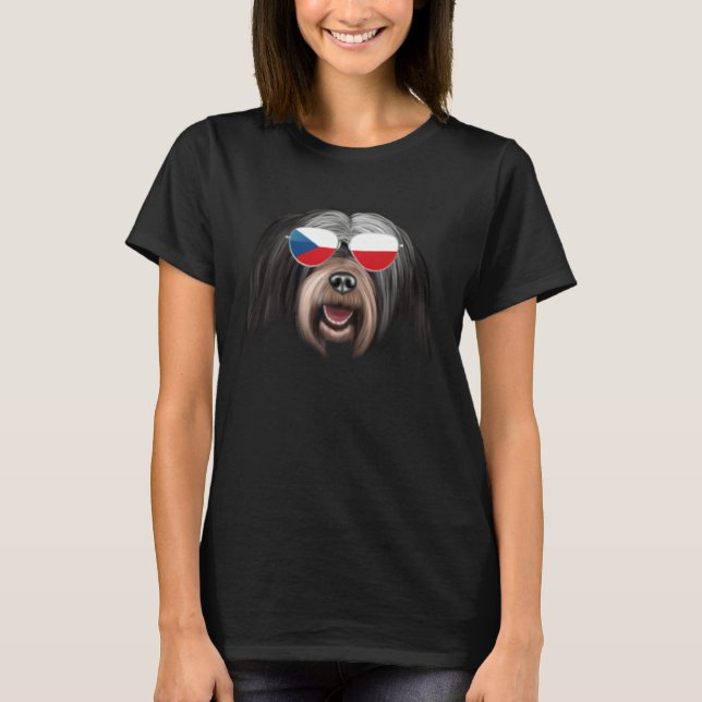 Czech Flag Tibetan Terrier Dog Czech Republic Pock T Shirt (Framsida)