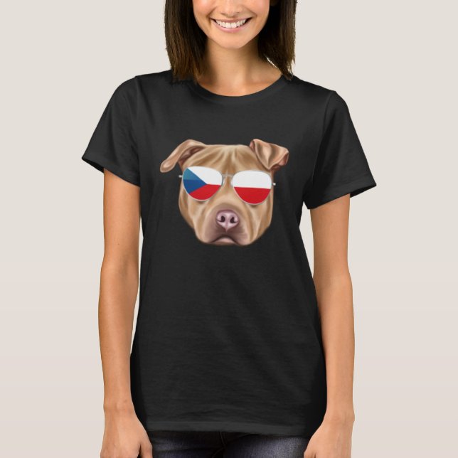 Czech Flag Usa Staffordshire Terrier Czech Republi T Shirt (Framsida)