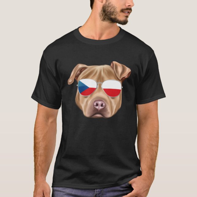 Czech Flag Usa Staffordshire Terrier Czech Republi T Shirt (Framsida)