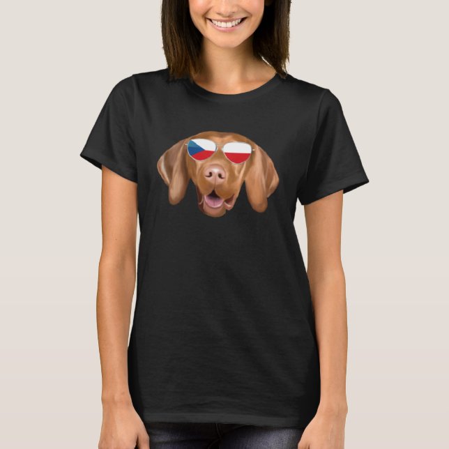 Czech Flag Vizsla Dog Czech Republic Pocket T Shirt (Framsida)