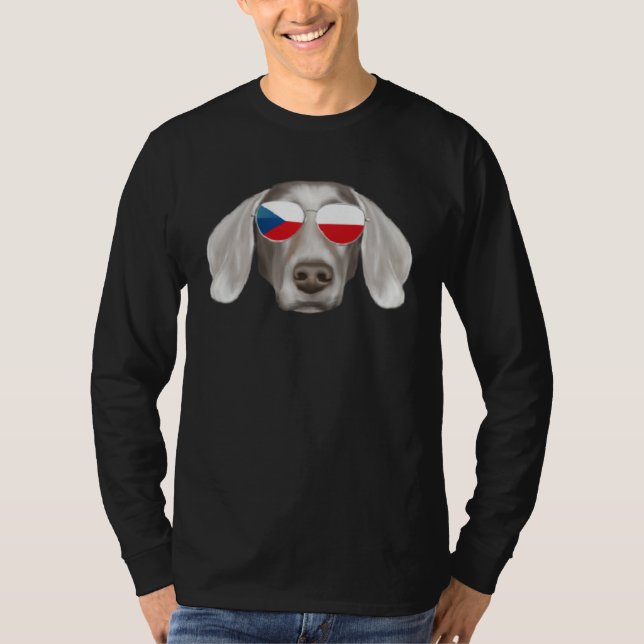 Czech Flag Weimaraner Dog Czech Republic Pocket T Shirt (Framsida)
