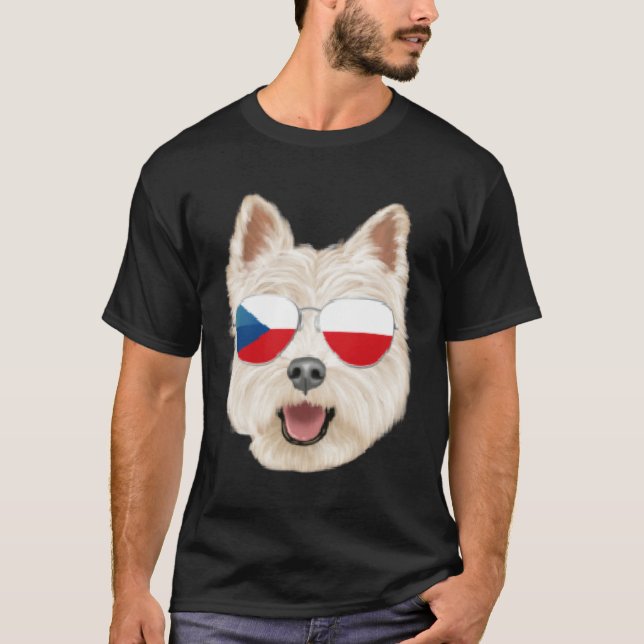Czech Flag West Highland White Terrier Czech Repub T Shirt (Framsida)