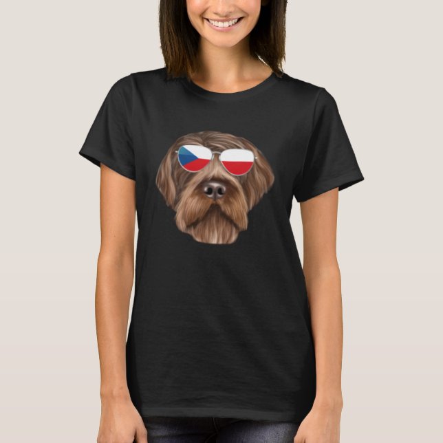 Czech Flag Wirehaired Pointing Griffon Czech Repub T Shirt (Framsida)