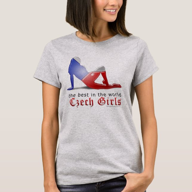 Czech Girl Silhouette Flagga Tee (Framsida)