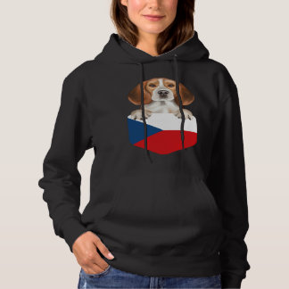 Czech Republic Flag Beagle Dog In Pocket T Shirt