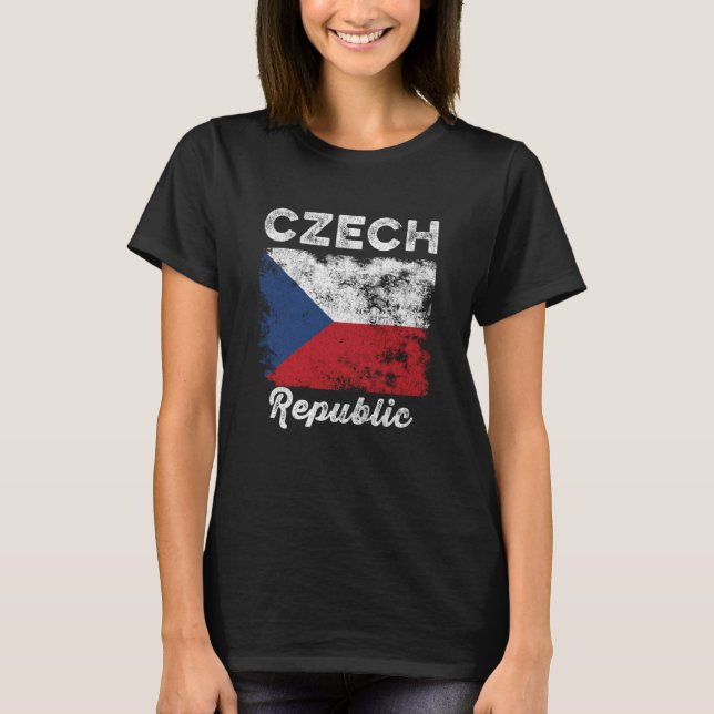 Czech Republic Flag Distressed Men Women Kids Czec T Shirt (Framsida)